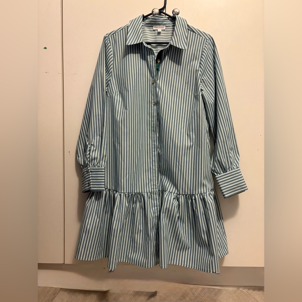 Fiona Dress Simple stripe Blue + Green